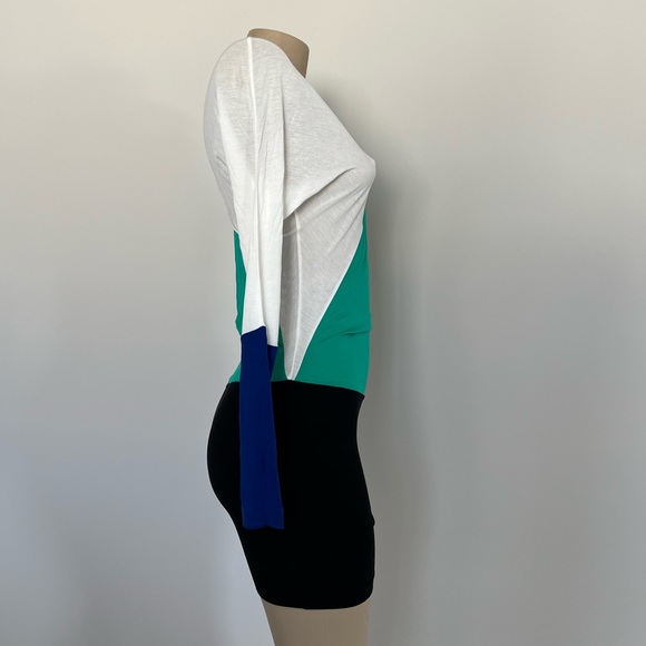 BCBGMaxAzria Multi-color Teal Laheld Colorblock Dolman Sleeve Casual Dre… - Picture 3 of 9
